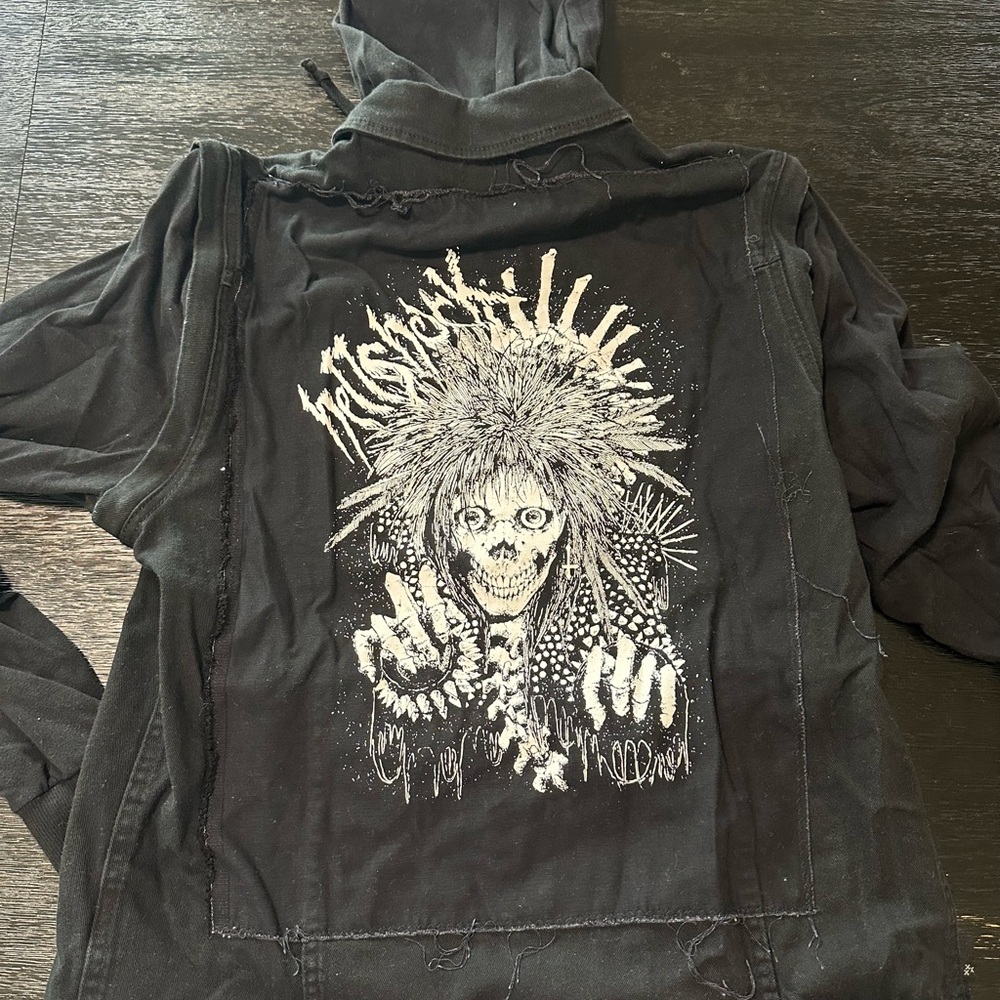 Rude Clothing Black Metal Patch Black Graphic Jacket